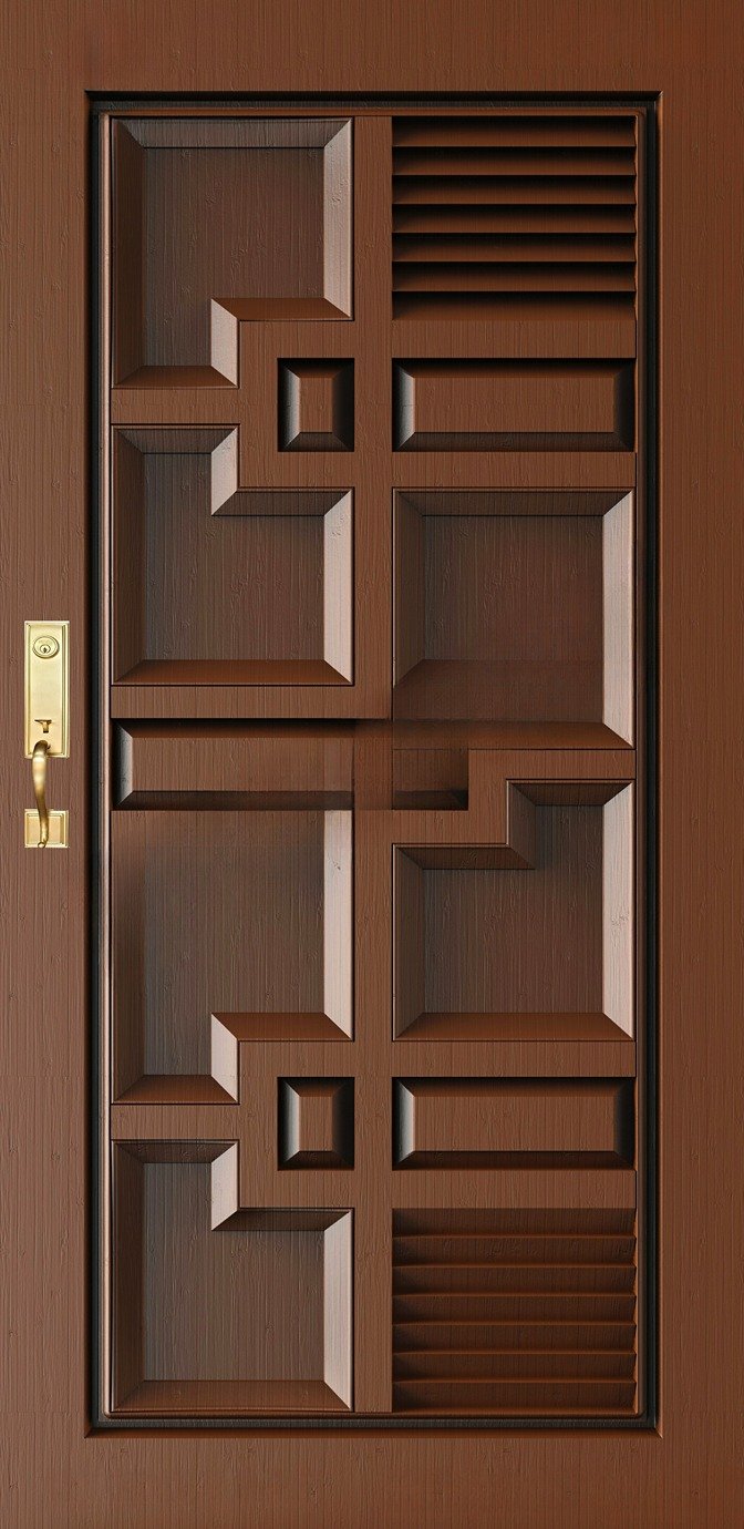Doors - SKY-60 Modern Geometric Architectural Relief Carving 3D Model